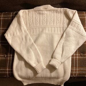 L.L. Bean 100% British Wool White Sweater